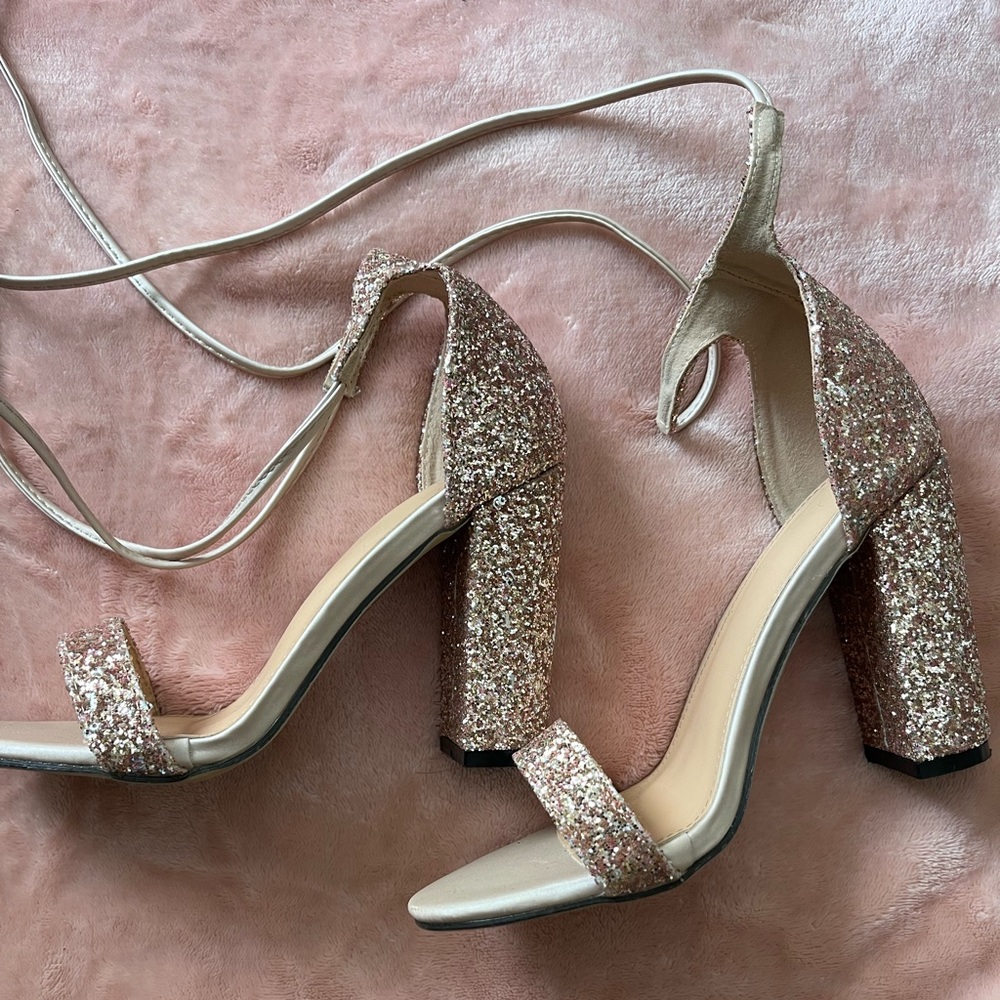light pink glitter high heels